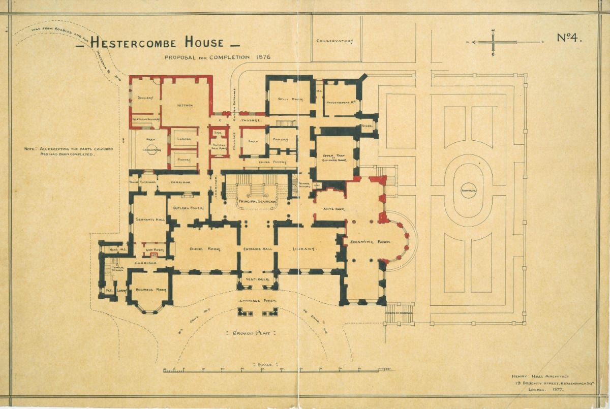 Hestercombe House proposal for completion in 1876 by Henry Hall