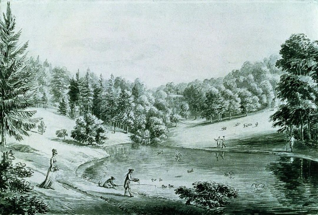 The Pear Pond at Hestercombe c.1777 by Coplestone Warre Bampfylde (copyright Hestercombe Gardens Trust)