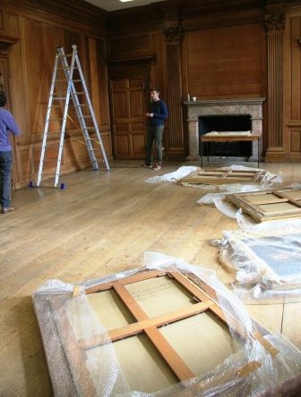 Hestercombe House - The Dining Room - picture being hung